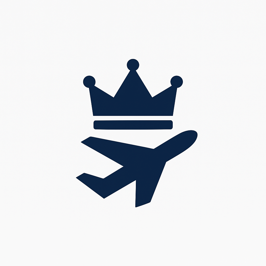Airplane and crown icon representing luxury meets adventure